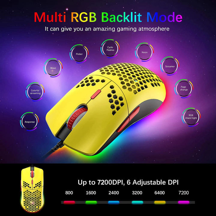 Usb  Gaming Mouse GX73 RGB Programmable Optical  Adjustable DPI 7200dpi  Oem  Wired Computer Mouse