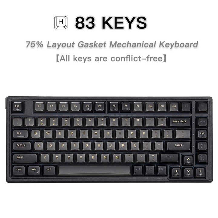 Custom M2 Keyboard 75% 83 Keys Gasket USB Wired Red Blue Switch Hot Swap RGB LED Plastic Mechanical Gaming Keyboard for Desktop