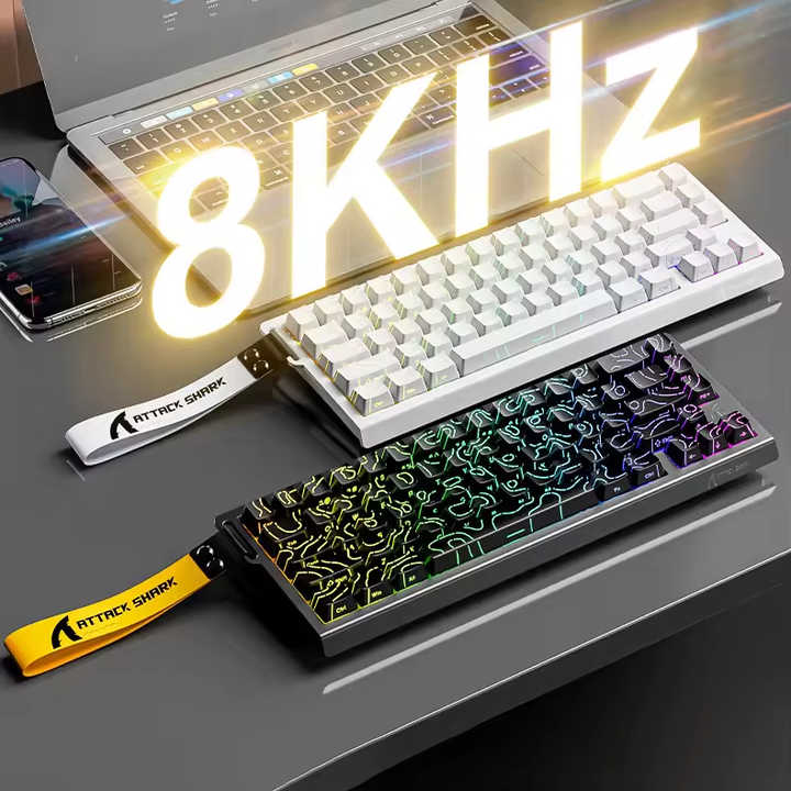 Attack Shark X68 He Wired RGB 8KHz English-Speaking Gaming Keyboard with RGB Lighting Desktop Gaming Mechanical Keyboard