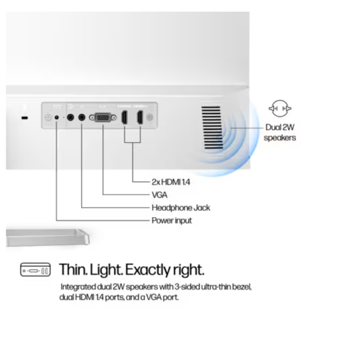 For HP Series 5 27 Inch FHD Monitor with Speakers - 527SA-FHD (1920 X 1080)-IPS-LCD-HP Eye Ease-For Business-Brand New